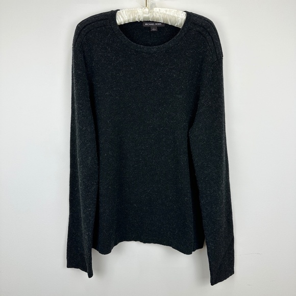 Michael Kors Mens Sweater Wool Blend Crewneck Pullover Large Long Sleeve Black - Picture 1 of 7